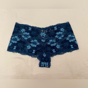 Victoria's Secret Navy and Light Blue Lace Boyshorts